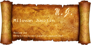 Milovan Jusztin névjegykártya